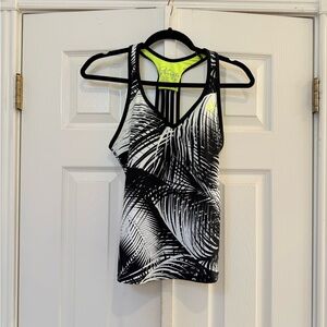 Gerry Athletic Tankini Top / Active Swim Tank | Built-In Bra | Black White Neon